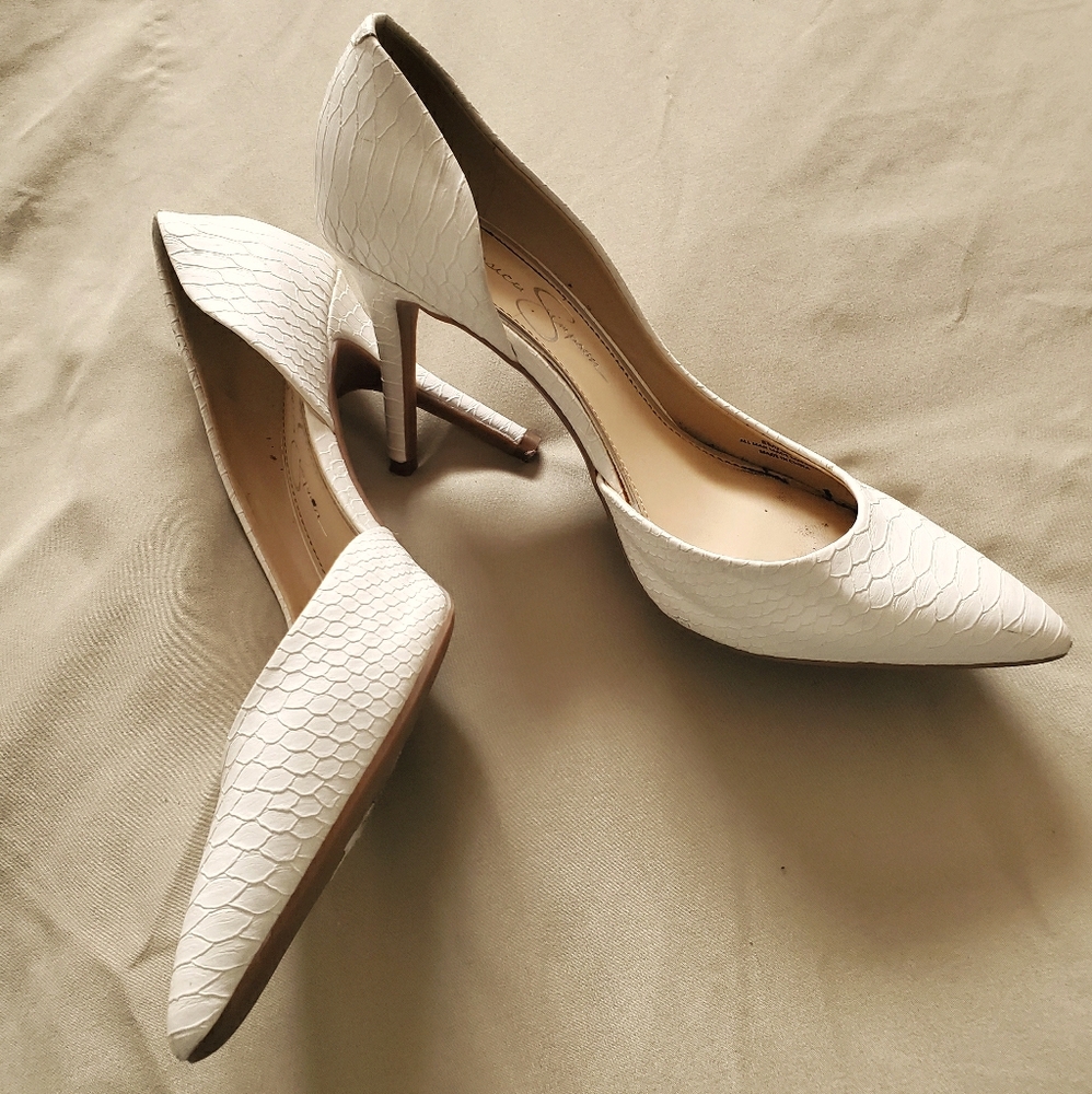 Snake skin stiletto-off white